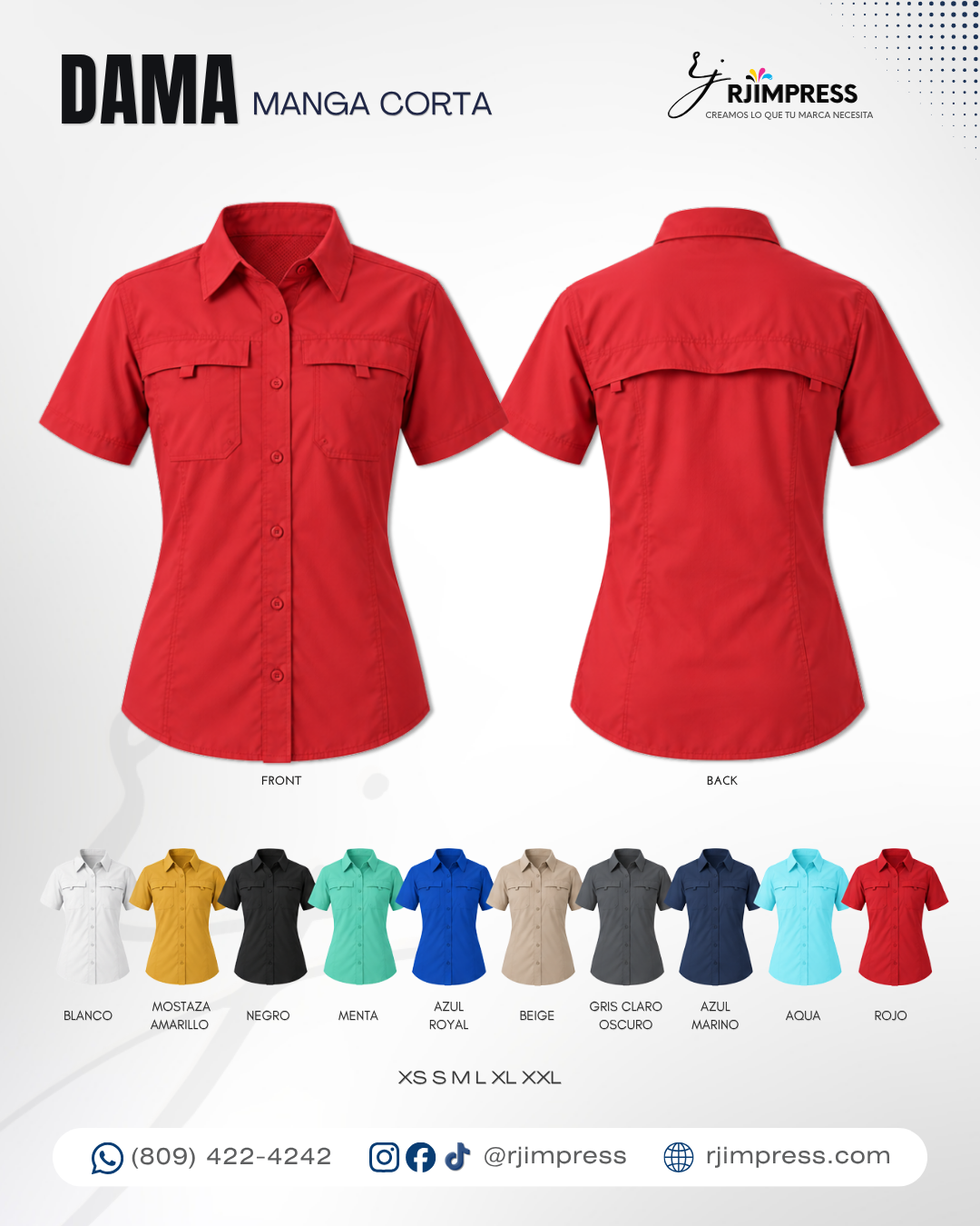 Camisa dama manga corta