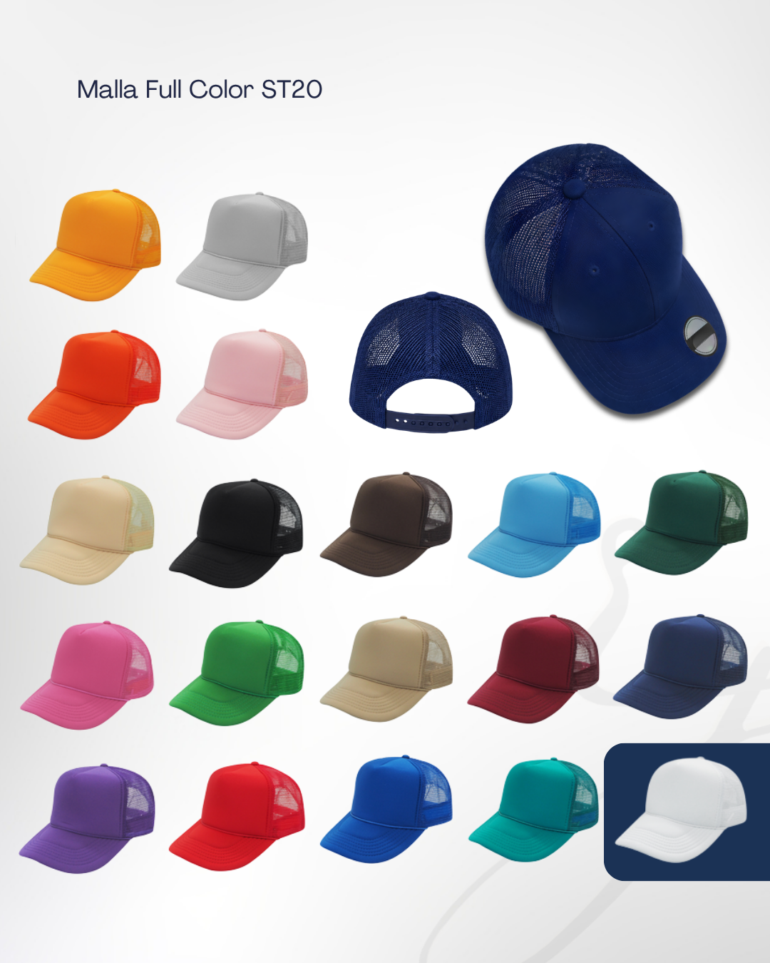 Colores disponibles de Gorra Malla Full Color ST20 RJIMPRESS