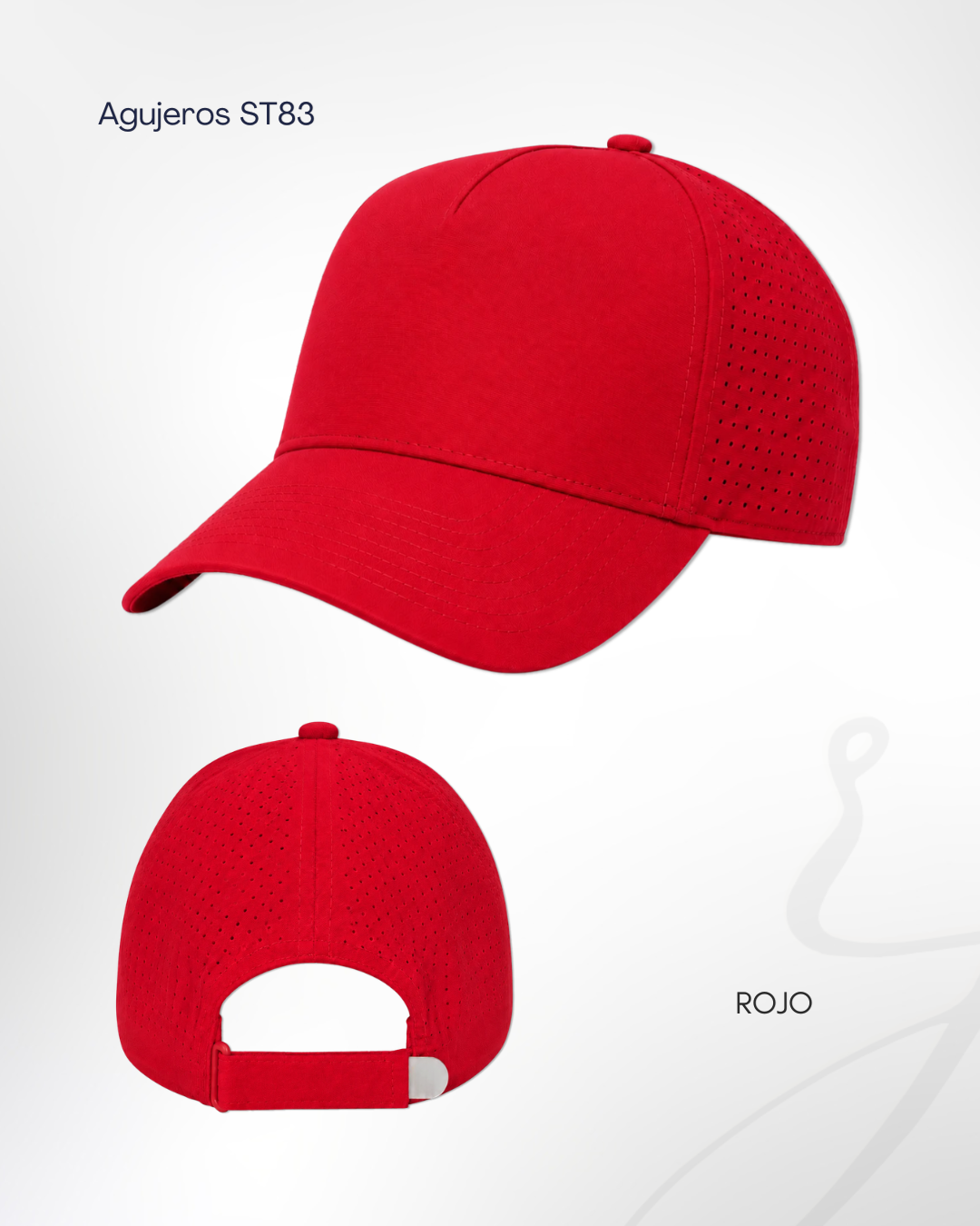 Gorra Agujeros ST83 roja personalizada por RJIMPRESS
