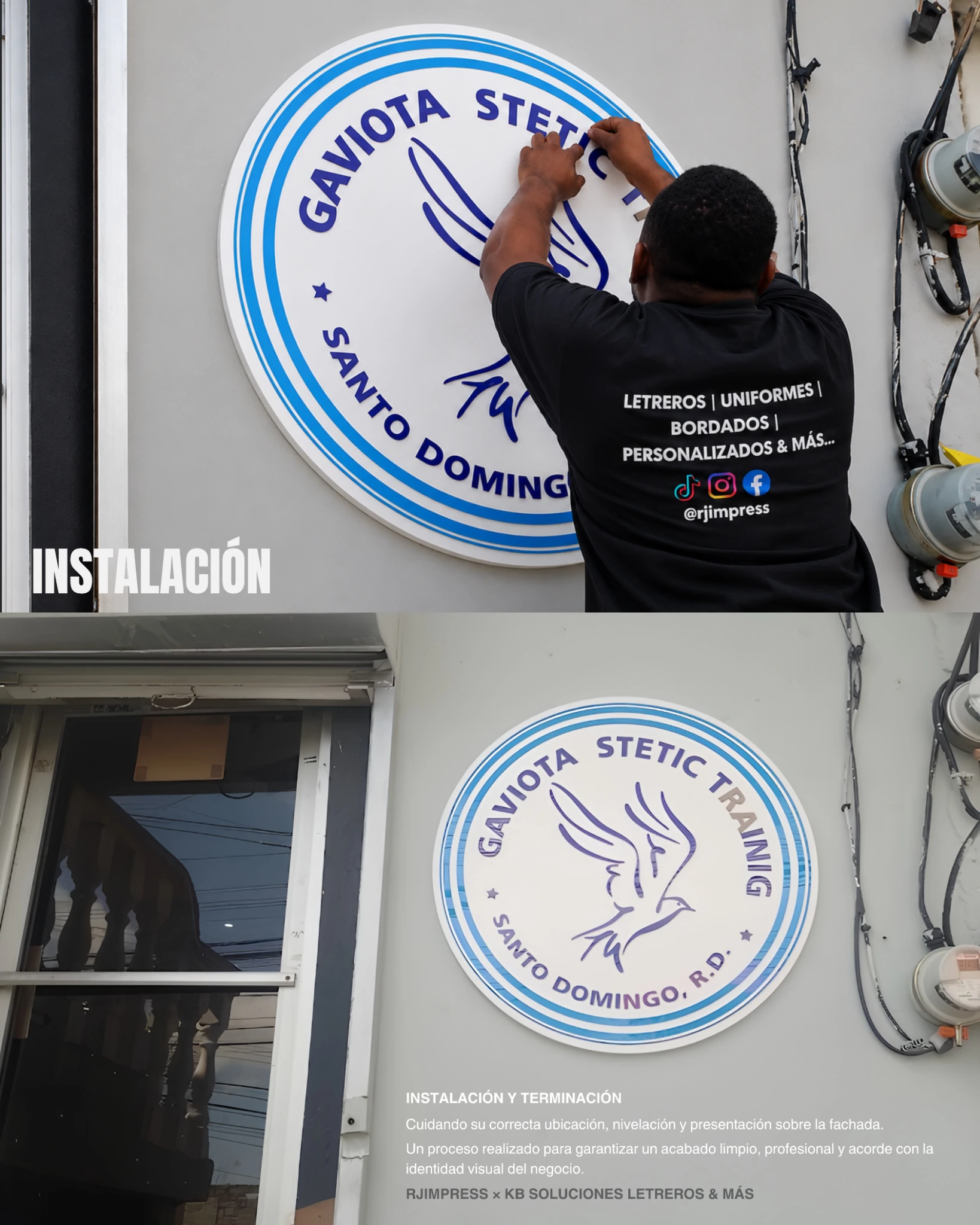 Proceso de instalación del letrero exterior